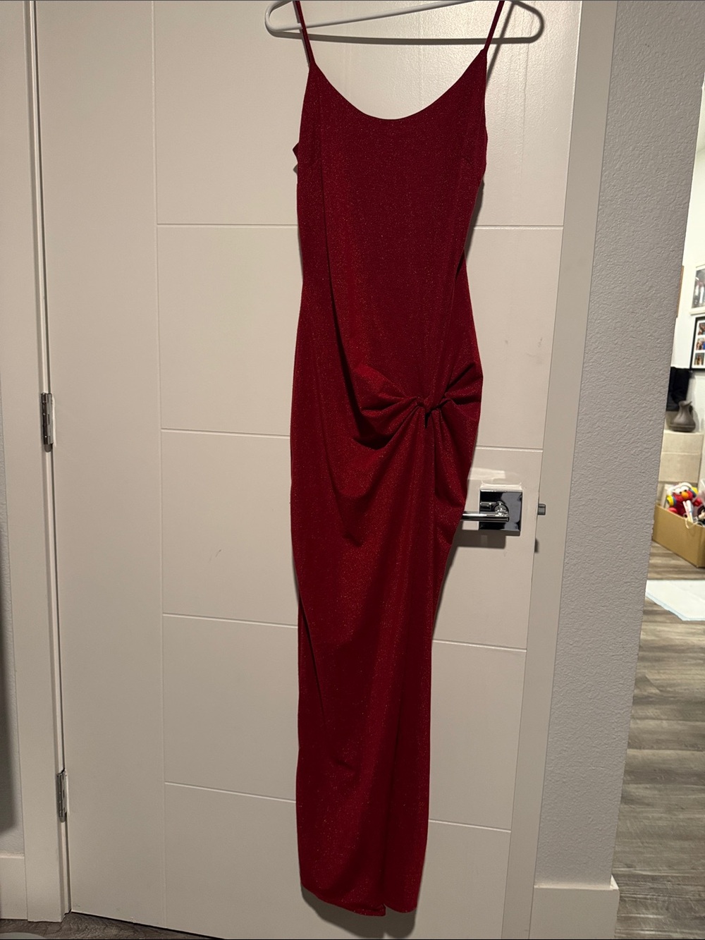 Fashion Nova Burgundy Knot-Detail Spaghetti-Strap Maxi Dress